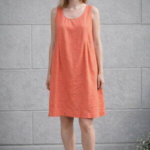J.Jill 100% Linen Sleeveless Shift Dress XL Coral